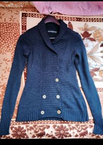 Navy Blue Woolen Over Coat For Styling