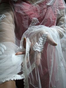 🎉🎉🎉Sale Price_White Embroidered Net Dupatta
