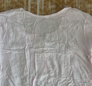 Baby Pink Chikankari Embroidered Short Kurti
