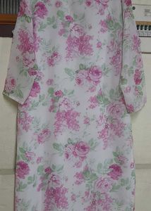 White Floral Kurthi With Collar