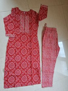Bandhani Print &#34;Yufta&#34; Cotton Kurta Set