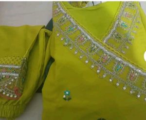 Green Embroidered Kurta Set