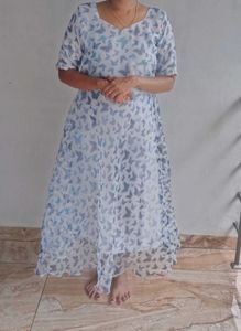 White Organza Frock For Womens