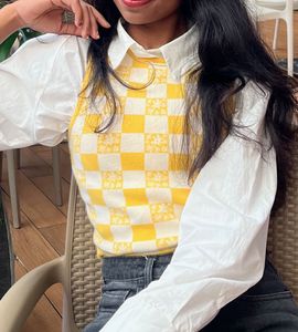 Yellow Checkered Corset Top