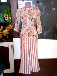 Floral Top & Striped Pants Set🍂🍁