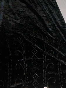 Partywear Black Valvet Midi Skirt