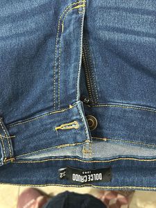 Dark Wash side slit Flared denims