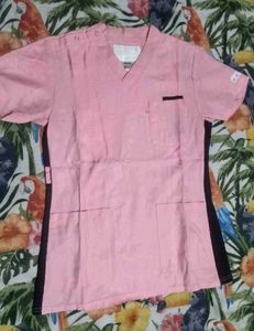 Combo Deal! Brown Off-Shoulder + Pink Scrub Top