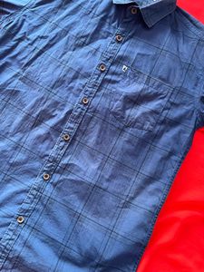 Blue Plaid Button-Down Shirt
