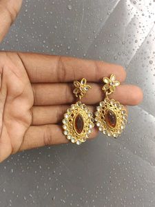 pair Elegant Gold-Tone Earrings