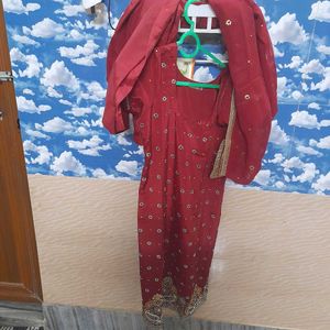 Red Embellished Kurta Set