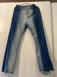 Two-Tone Flare Jeans