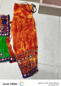 Multi Colour Leheriya Navratri Kediya With Cap