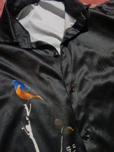 Bird Print Black Shirt