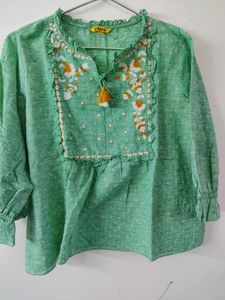 Embroidered Green Top