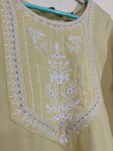 Formal Yellow Embroidered Kurti
