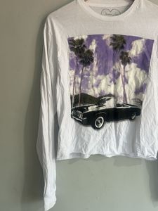 White Graphic Print Long Sleeve Tee