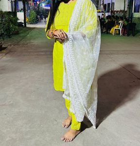 Lime Green Embroidered Salwar Kameez