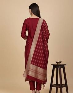 Unstitched maroon suit with elegant embroidery