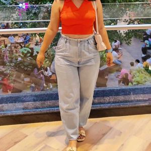 Orange Crop Top For Size M