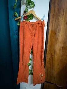 Vintage Orange Corduroy Flared Pants