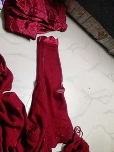 Maroon Embroidered Kurta Set