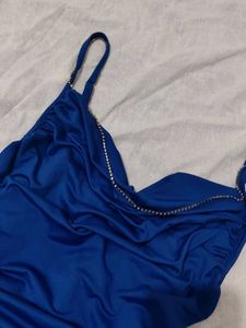 Blue Ruched Mini Dress