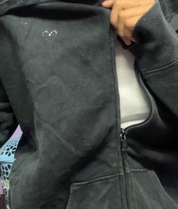 charcoal hooded sweatshirt with glitter heart