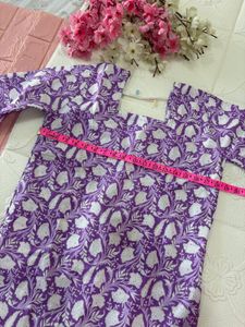 lavender Bloom Cotton Short Kurti