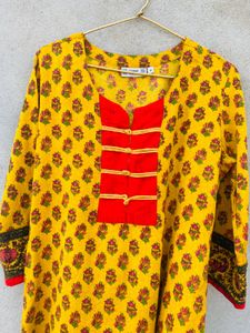 Mustard Printed Kurti
