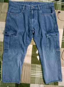 Blue Denim Baggy 6 Pocket Cargo