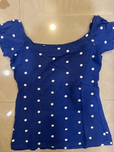 Blue Polka Dot Top