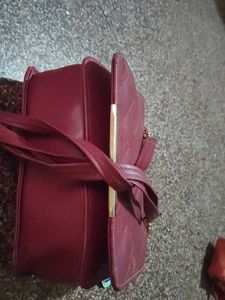 Burgundy Quilted Crossbody Bag