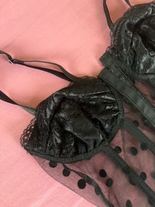 Black Polka Dot Corset Top