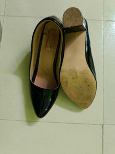 Black Leather Block Heels