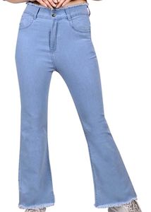 Frayed Hem Light Wash Flare Jeans