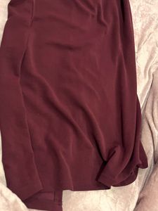 Burgundy Tie Strap Corset Top with slit skirt