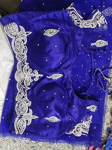 ROYAL Blue Stone Work Net Saree