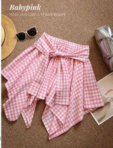 Pink Korean Cheque Style Gingham Skirt In 2 Colour