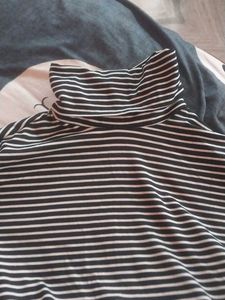 Striped Mini Dress High Neck