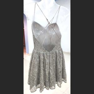 Silver lace romper