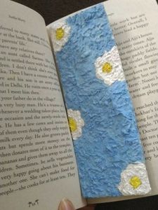 &#34;Handmade Textured Bookmark – Blue Sky &amp; Daisies&#34;