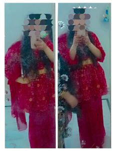 Paplum Top Pink Colour Full Embroidery