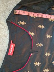 Black &amp; Gold Embroidered Kurti, Pent,Hills