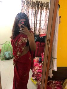 Red Embellished Saree
