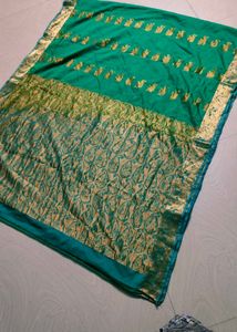Shinning Sea Green Pure Gadwal Saree