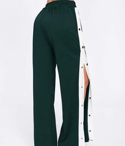 Side Button Wide Leg Pants