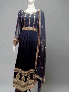 Elegant Black and Gold Anarkali Suit