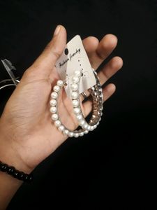 Original Jewel Galaxy Exclusive Pearl Splendid 2 Pairs Of Hoop Earings For Women.😍