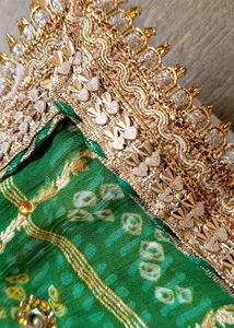 Elegant Green Bandhani Saree